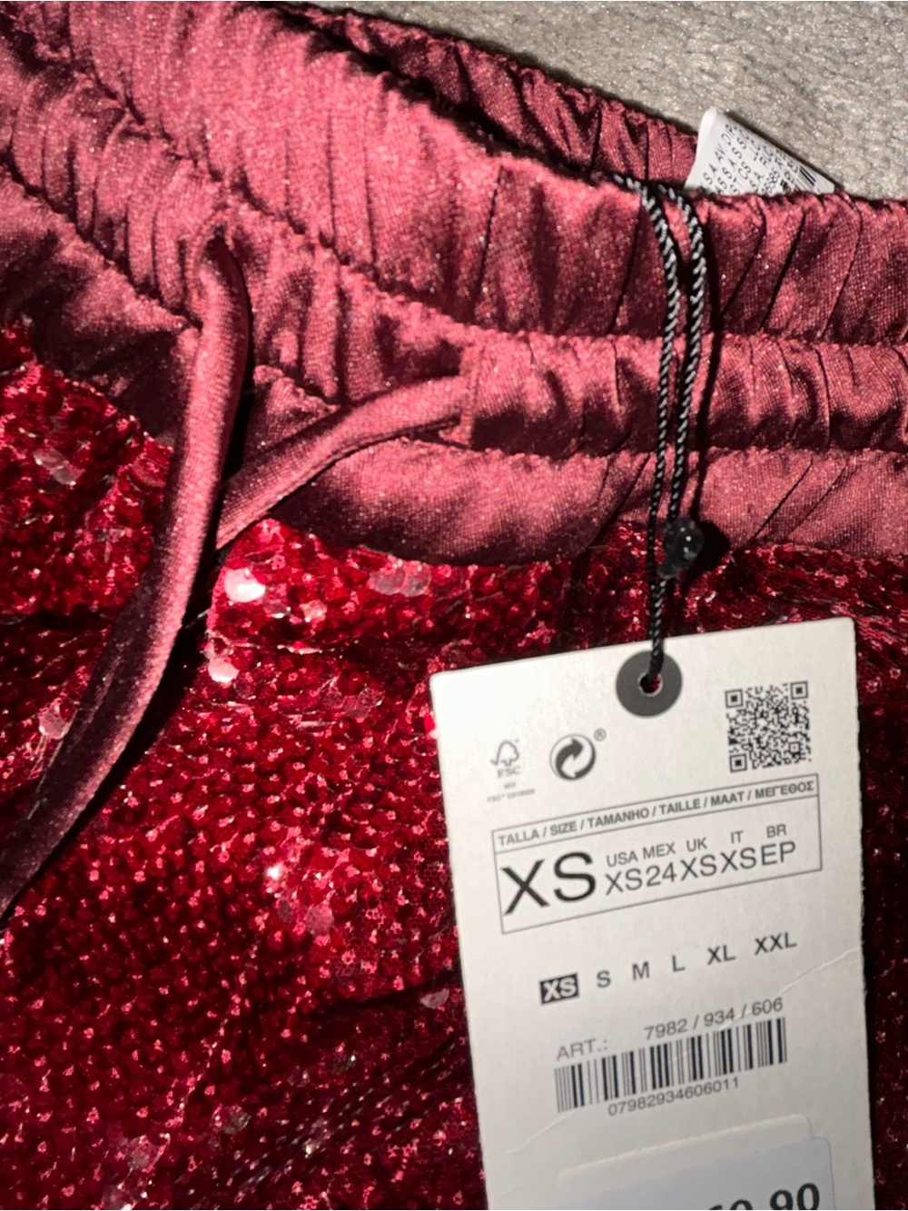 Red Sequin Drawstring Shorts - Picture 4 of 4